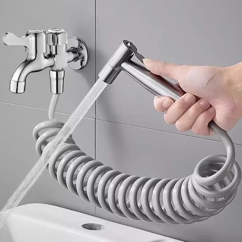 Handheld Bidet Sprayer Set Stainless Steel Spray Gun Shower Handheld Toilet Bidet Faucet Sprayer Shower Nozzle Self Cleaning image 6
