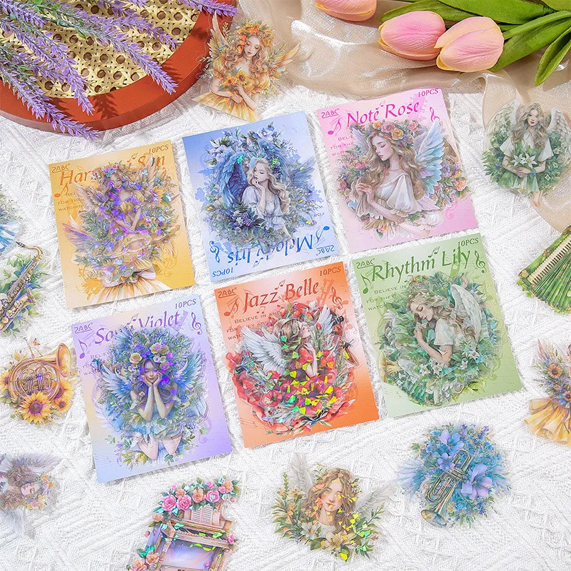 

Journamm 10pcs/pack PET Stickers Flower Sea Girl DIY Scrapbooking Collage Junk Journal Aesth Stationery Waterproof Decor