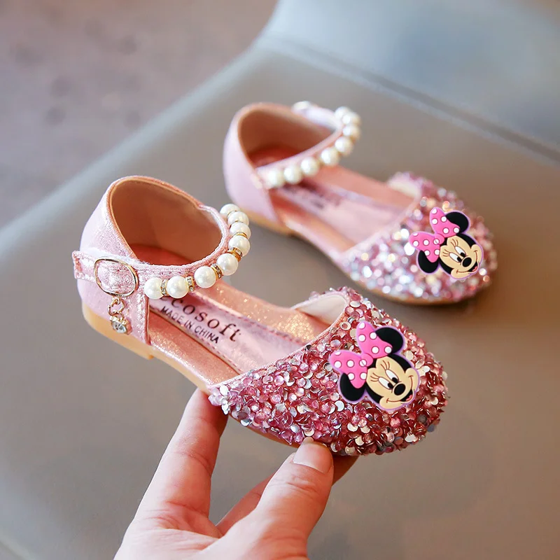 

Disney Minnie spring summer new girl single shoes baby princess children casual shoes performance shoes pearl dance