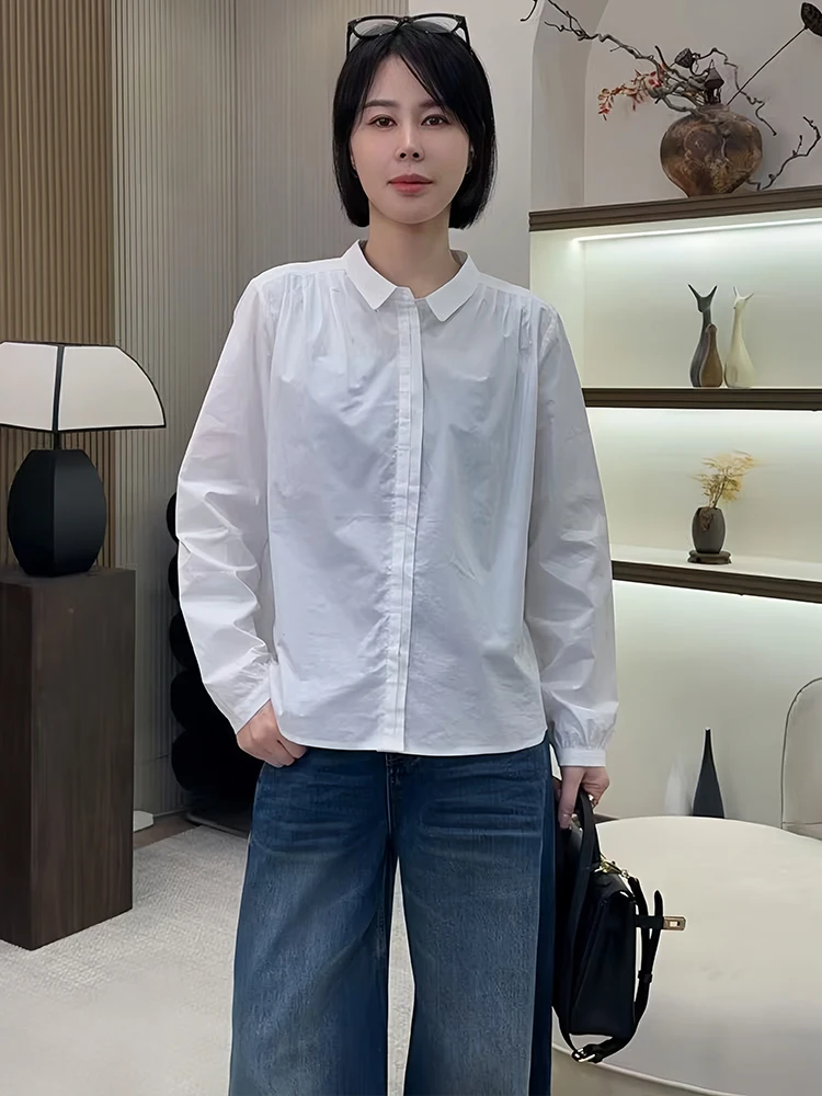 

Faionable Long Sve irt Women's Simple Sle Casual Loose Fit Age-Defng Korean Design Autumn Wear Versatile Ele