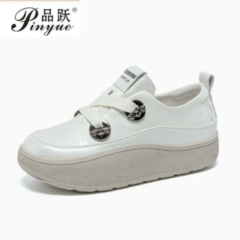 

4.5cm Chunky Sneakers Women Spring New Thick Sole Round Toe German Training Shoes Women Plus Size Fashion Female Shoes 35-40