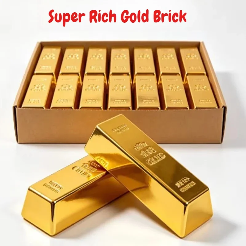 2PCS Simulate Gold Brick Squishy Slow Rising Stress Relief Toy Realistic Gold Bar Squeeze Anti-Anxiety Fidget Toy Party Favors