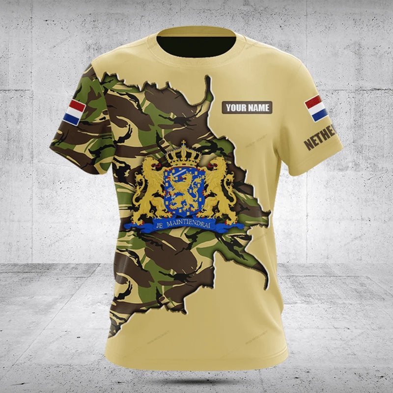 Custom Name Summer Casual Netherlands Skull Graphic T-shirts Cool Men's Fashion Jersey Fast Dry Pullover Short Sleeve Tops