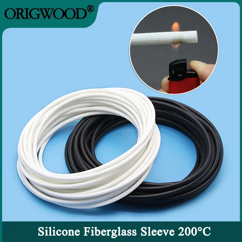 

1/5/10M Silicone Fiberglass Sleeving ID 1 ~ 25mm Flame Resistant Silicone Resin Insulate 200 Deg.C Cable Protection Tubing