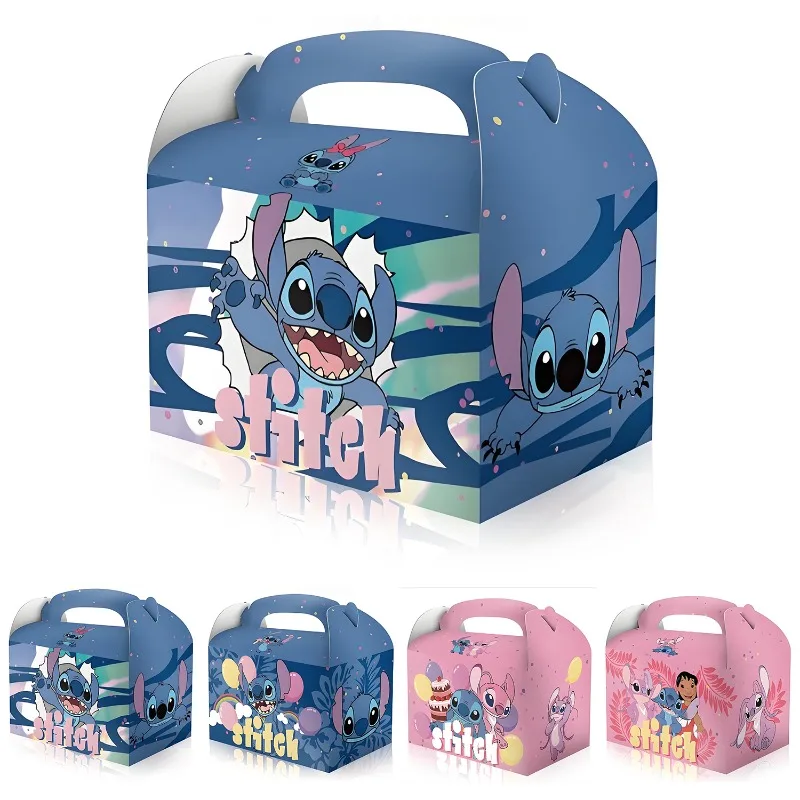 

Disney Stitch Party Candy Gift Box Cartoon Kawaii Figure Birthday Party Portable Handheld Paper Box Bag Kids Gift Trick or Treat