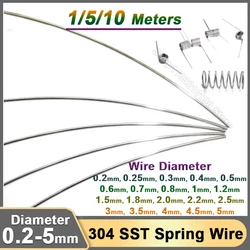 1/5/10M Spring Wire 304 Stainless Steel 0.2/0.25/0.3/0.4/0.5/0.6/0.7/0.8/1/1.2/1.5/1.8/2/3-5mm Single Strand Elastic Steel Wires