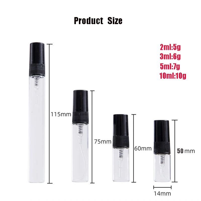 5/10Pcs 2/3/5/10ml Mini Portable Glass Bottles Perfume Refillable Cosmetic Liquid Spray Bottling Sample Empty Container