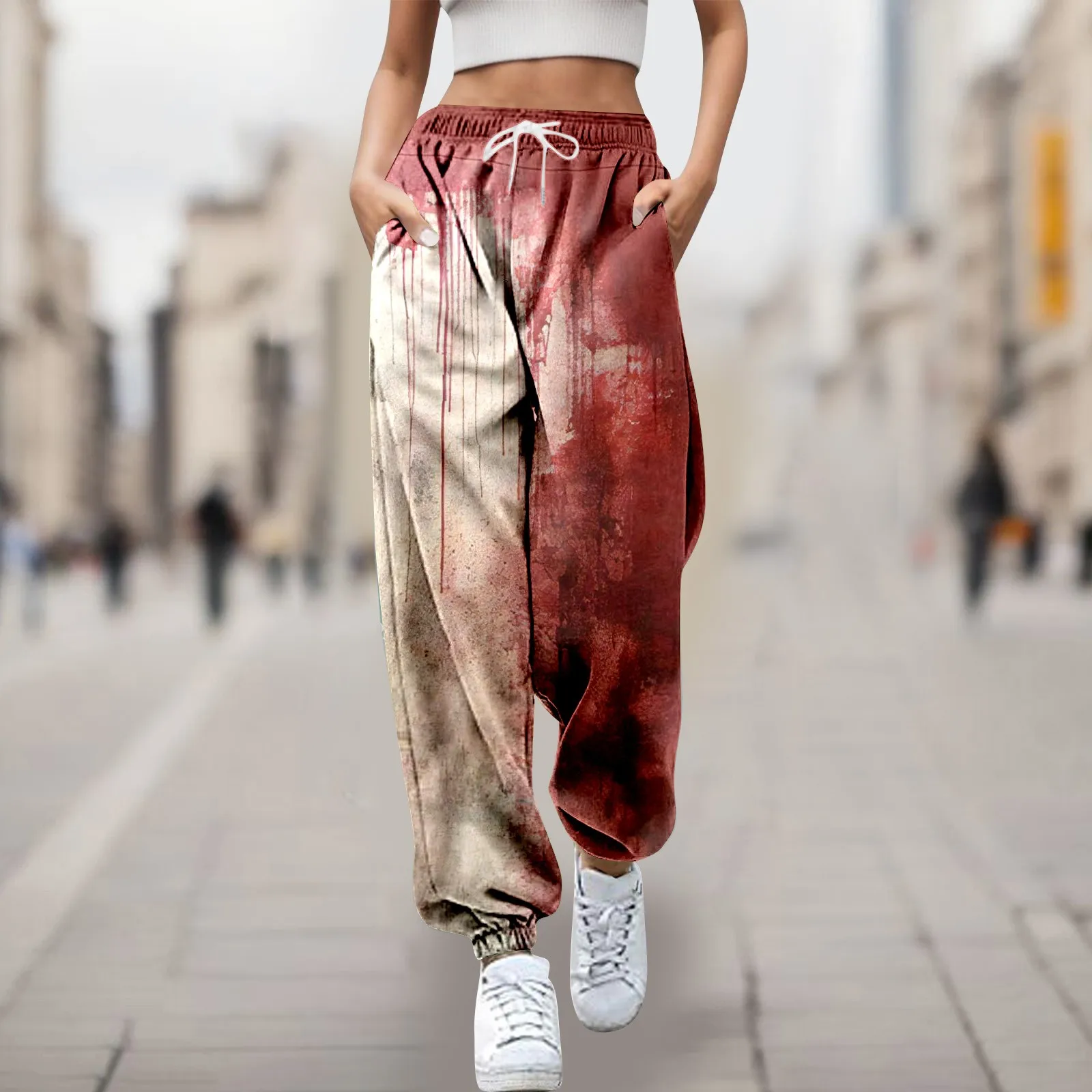 

Halloween Blood 3d Print Wide Leg Trousers for Women Fashion Cosplay Streetwear Joggers Pants Funny Casual Loose Trousers