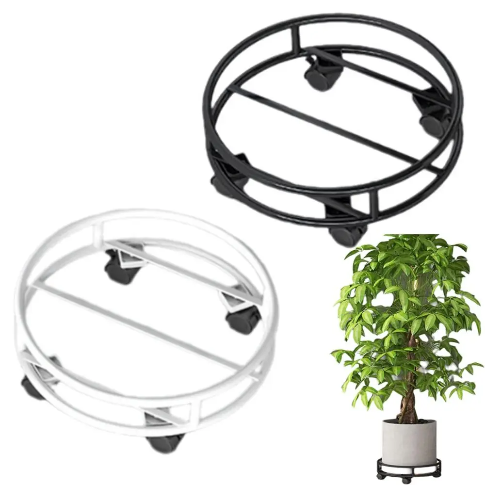 

Sturdy Construction Rolling Plant Pot Stand with Wheels Movable Flower Pot Holder Silent Rust-proof Round Planter Rack