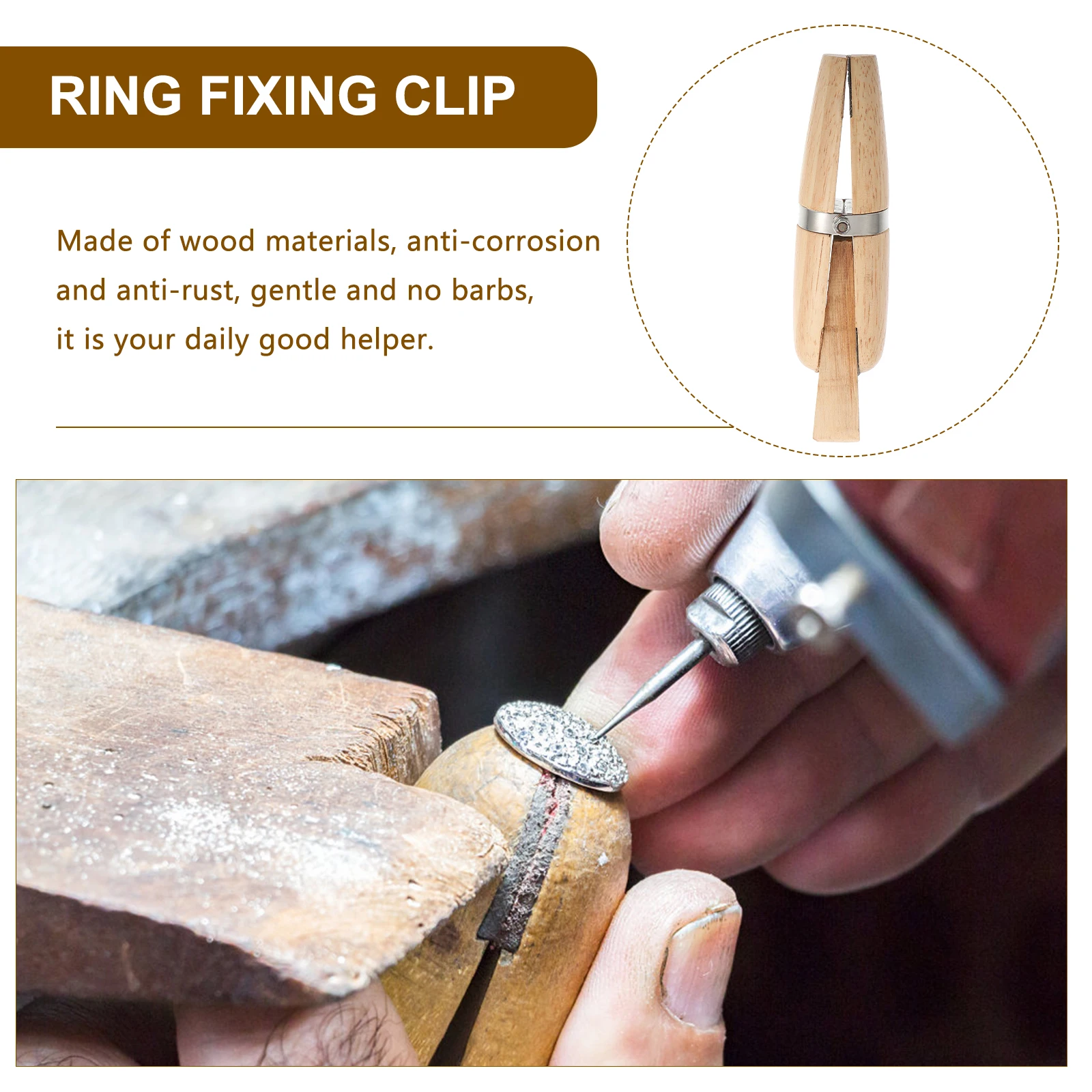 

Wooden Ring Clamp Jewelry Making Tools H crafted Repair Vice Jaw Holder for Polishing Engraving DIY Jewelers Fixing for Rings
