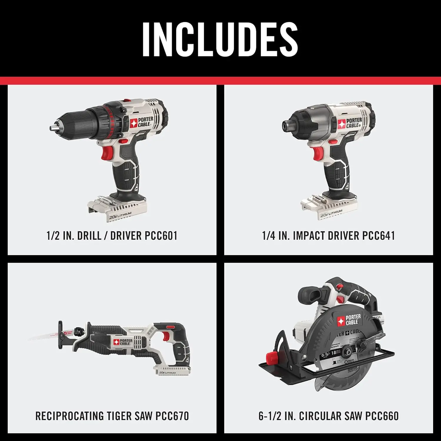 20V MAX Power Tool Combo Kit, 6-Tool Cordless Power Tool Set with 2 Batteries and Charger