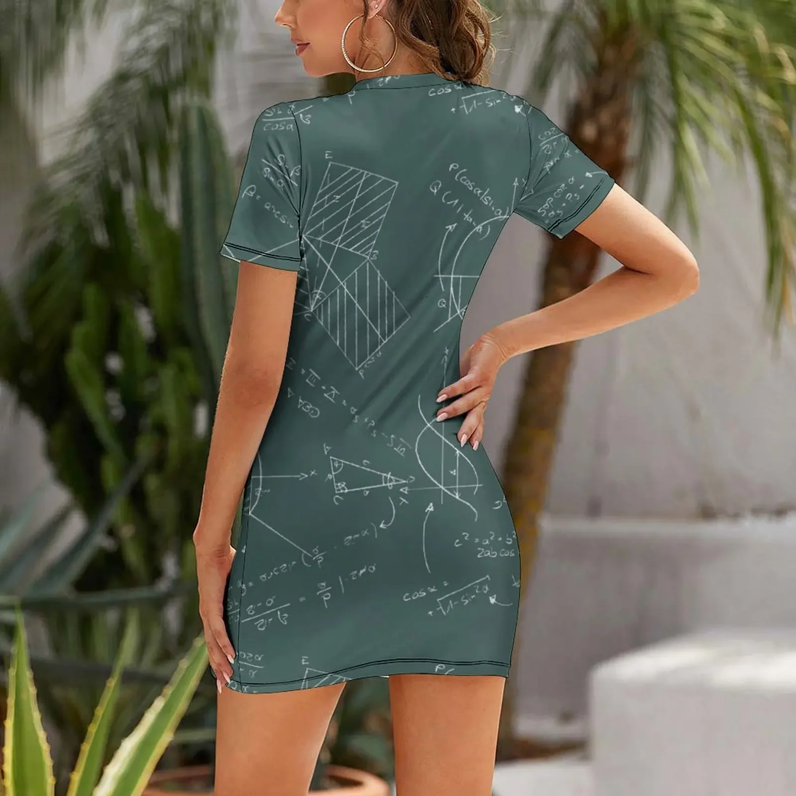 Math science formulas blackboard Short-Sleeved Dress ladies dresses for women 2026 evening dress woman clothes for women Dress