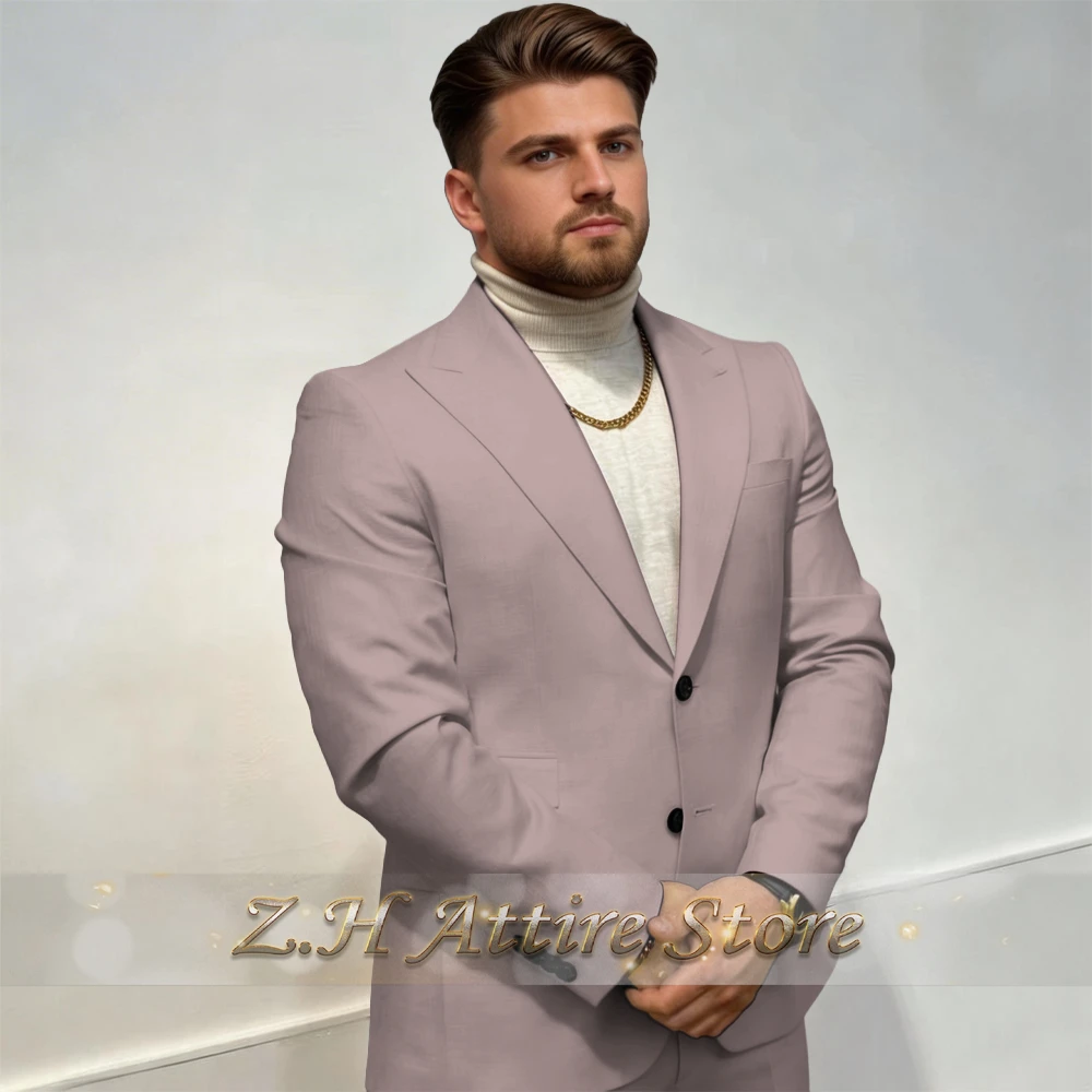 Ensemble de costume décontracté deux pièces pour homme, veste à revers pointus violet et pantalon co