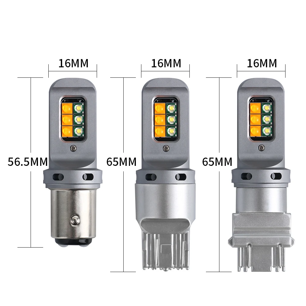 Oprah 2x 1157 BAY15D P21/5W T20 7443 W21W T25 3157 P27/7W LED Bulb Canbus 12SMD Car Turn Signal Reverse Brake Light White Amber