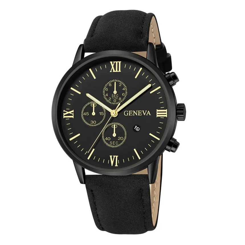 New Fashion Casual Sport Quartz Watches 2024 Geneva Leather Band Calendar Wirstwatch Dropshipping Men Relogio Masculino