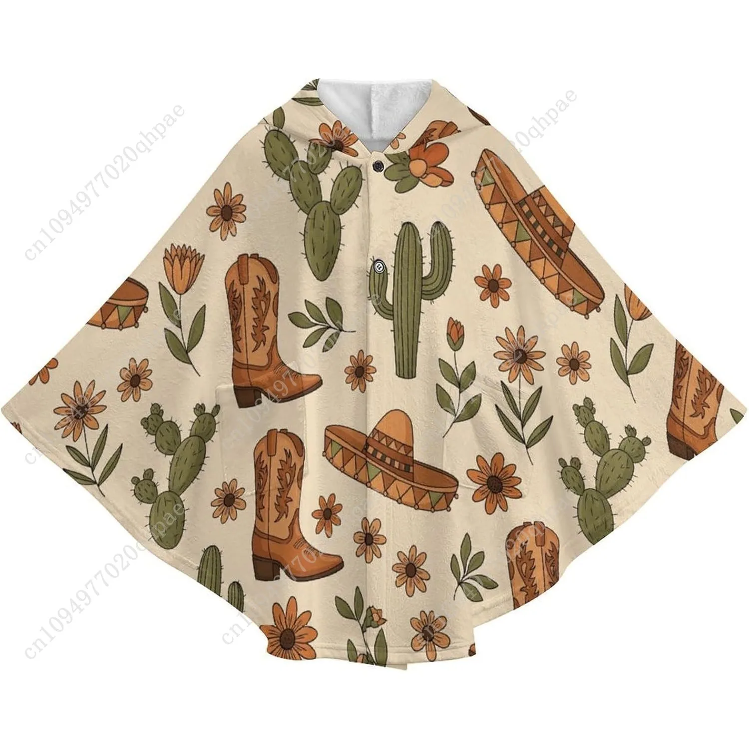 سترة بطانية مريحة من الفلانيل، أحذية صبار جنوب غربية كبيرة الحجم مع جيوب للأطفال والمراهقين #4