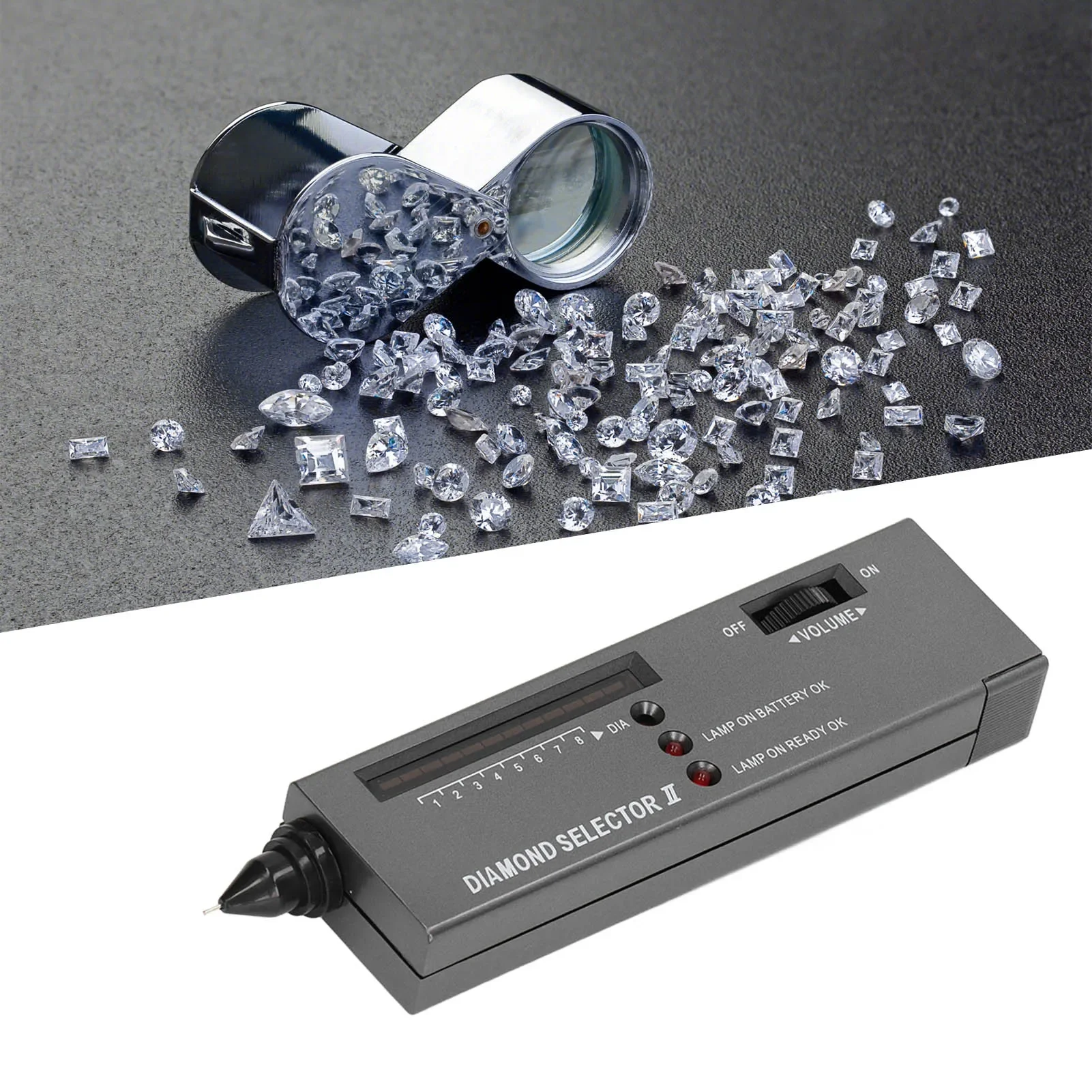 Selector  Selector Tester Pen High Accuracy Professional with 30X LED Magnifying for Jewelry  Tester Pen