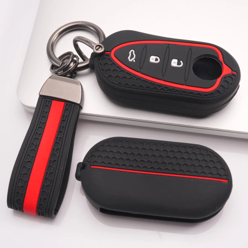 Soft Key Holder With Wrist Strap For Alfa Romeo Giulietta MiTo 159 Brera Spider Giulia Stelvio GT 147 156 166 4C Tonale Flexible
