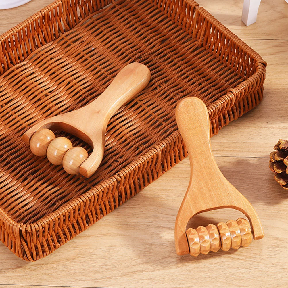 

4 Pcs Feet Massager Hand Roller Self Massaging Tools Leg Scroll Wheel Thigh Wooden Foot Travel