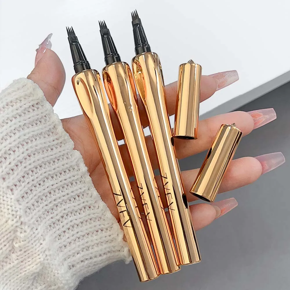 4 Forks Liquid Wild Eyebrow Pencil Waterproof Long Lasting Lower Eyelash Eyeliner Pen Eyebrow Tattoo Thin Lying Silkworm Makeup