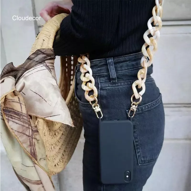 Luxury 120CM Long Mobil Phone Lanyard Case Chain for Women Candy Acrylic Bag Chain For Iphone 7 8 Plus Xs 11 12 13 14  Pro Max