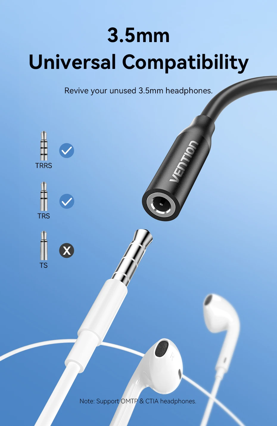 [2Pcs] Vention USB Type C to 3.5mm Jack Earphone Adapter Headphone USB C Cable Audio Adapter with DAC For iPhone 17 16 15 Xiaomi