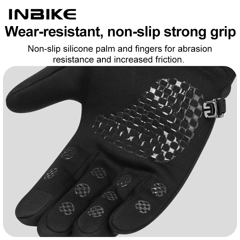 INBIKE Winter Cycling Gloves Men Touch Screen Padded Road Bike Gloves Anti-Slip Warm Bicycle Gloves for Riding Biking MTB Gloves