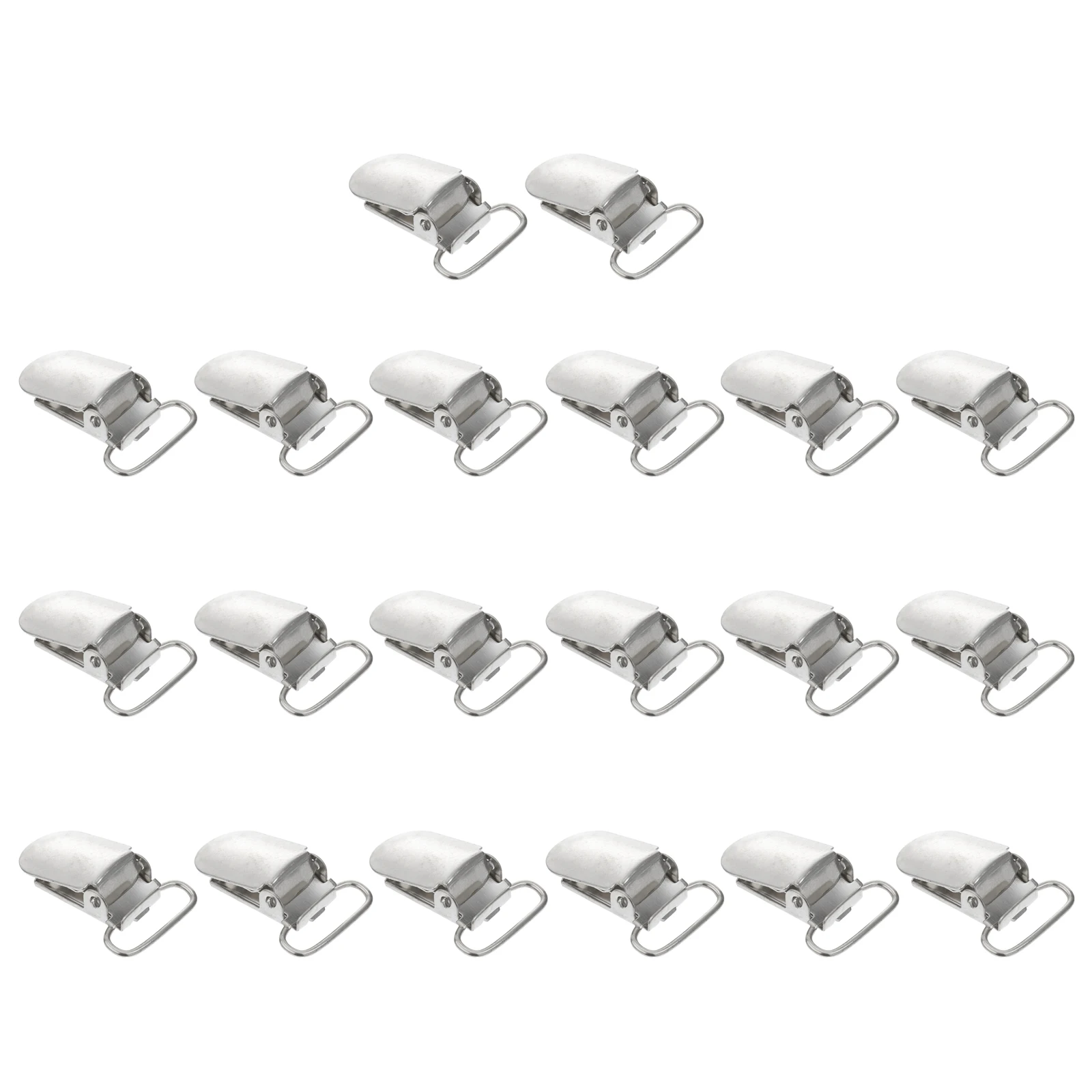

20pcs Pacifier Suspender Clips Silver Durable Iron 20mm Ring 32mm Length Plastic Insert Baby Bib Toy Holder Craft