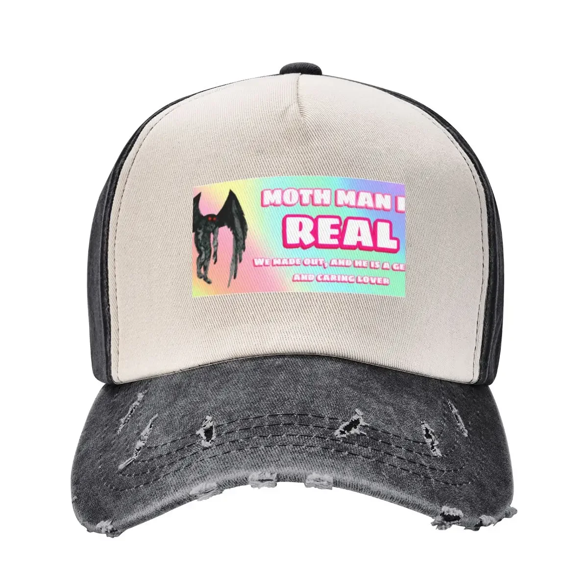 

moth man is REAL we made out and he is a gentle and caring lover Baseball Cap derby hat sun caps custom Hat Man Women's