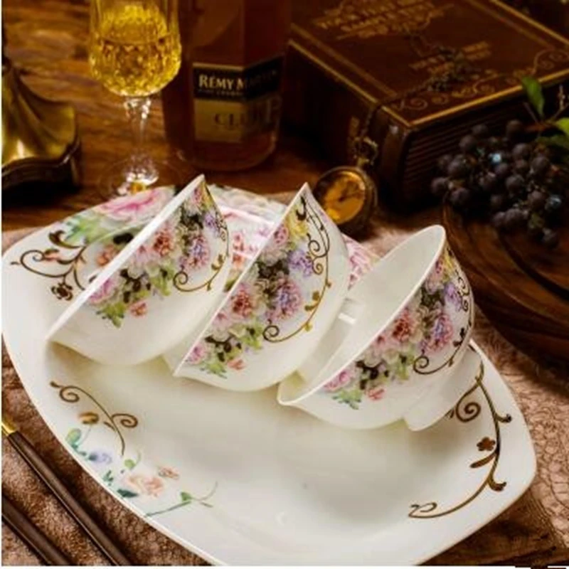 Dinnerware Sets Bone china tableware household  bowl 56 pieces a sets