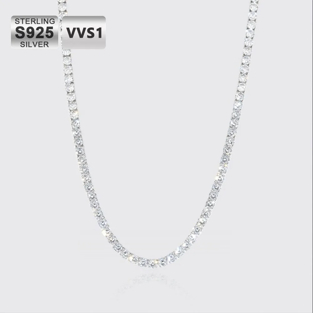 

ICEBLING 5mm Moissanite Tennis Chain 925 Silver D Colour VVS1 Necklace