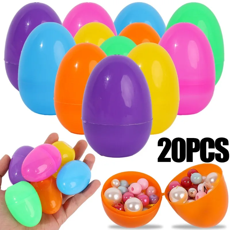 20/10 Uds. Huevos de Pascua rellenables con apertura de huevos de plástico vacíos, juguetes, dulces coloridos, cajas de embalaje de regalo, decoraciones para el hogar para fiesta de Pascua