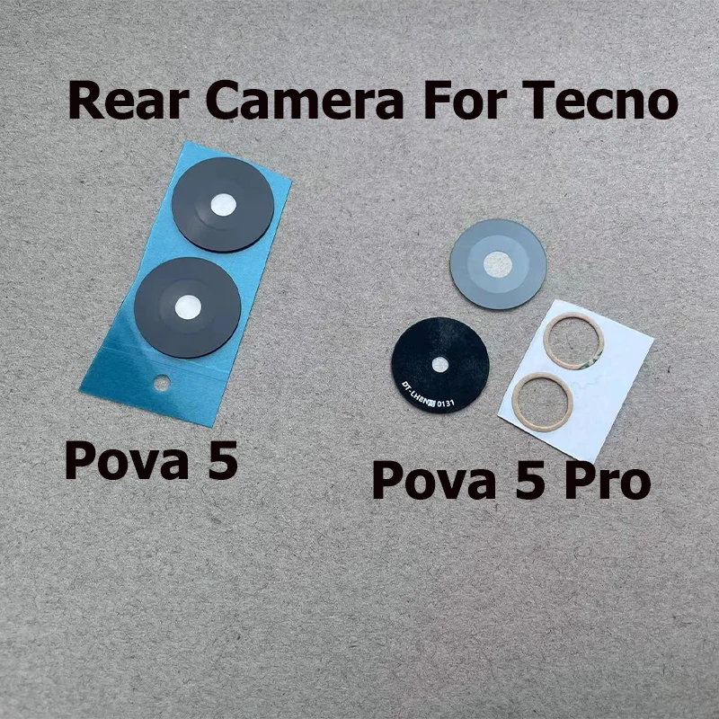 New For Tecno Pova 5 Pro Back Rear Camera Glass Lens With Glue Sticker Adhesive Repair Parts LH8N