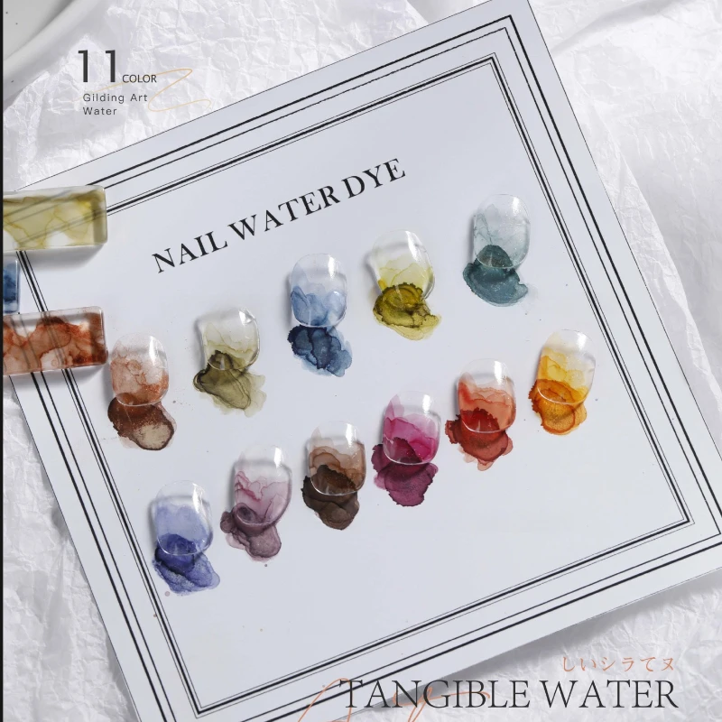 

12pcs/set Glitter Watercolor Nail Ink 15ml Blossoming Effect Nails Art Design Natural Air Dry Nail Gel Varnish For Manicure