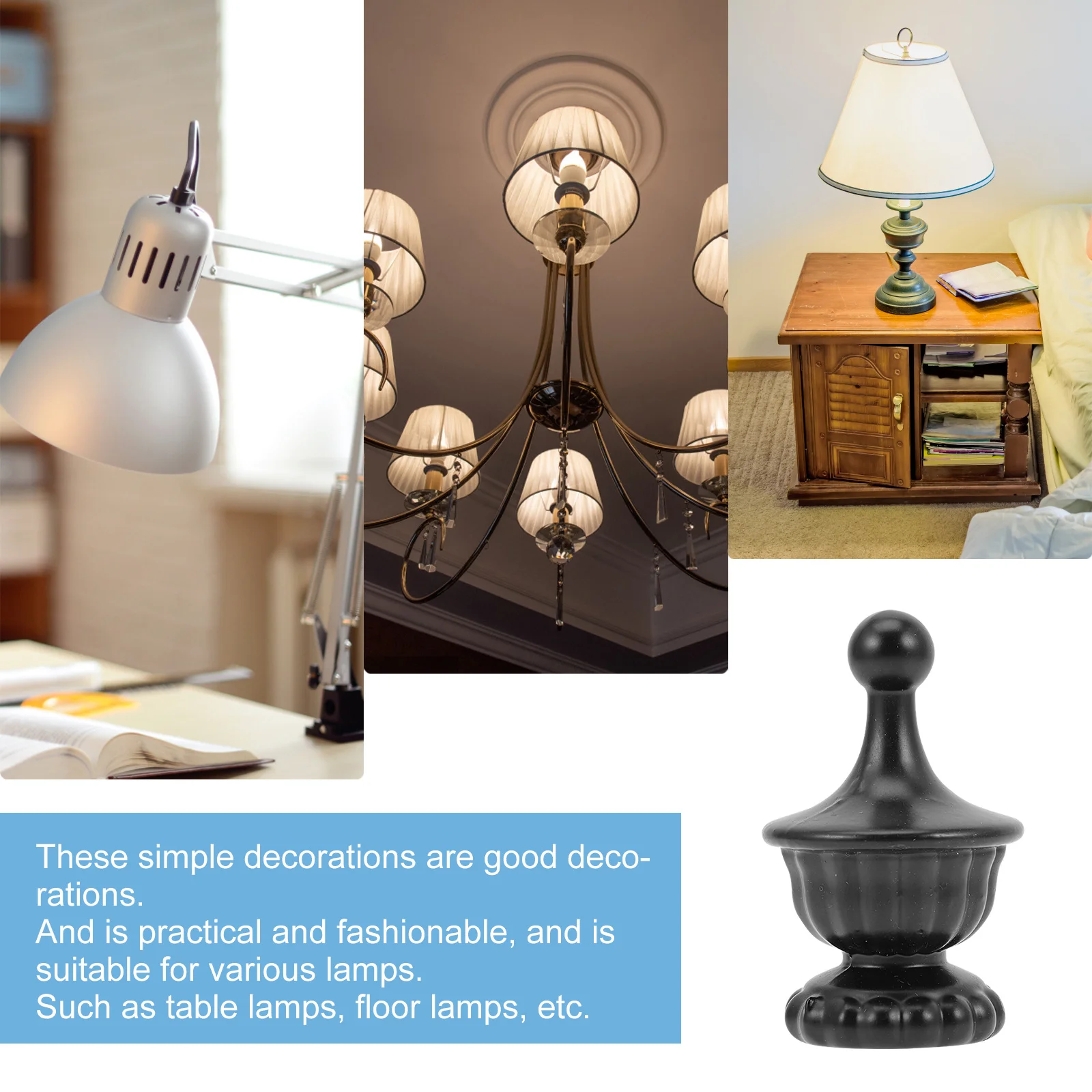 

4Pcs Lamp Finials Aluminum Durable Replacement for Various Table Floor Lamps Light Knob Decoration Easy Install