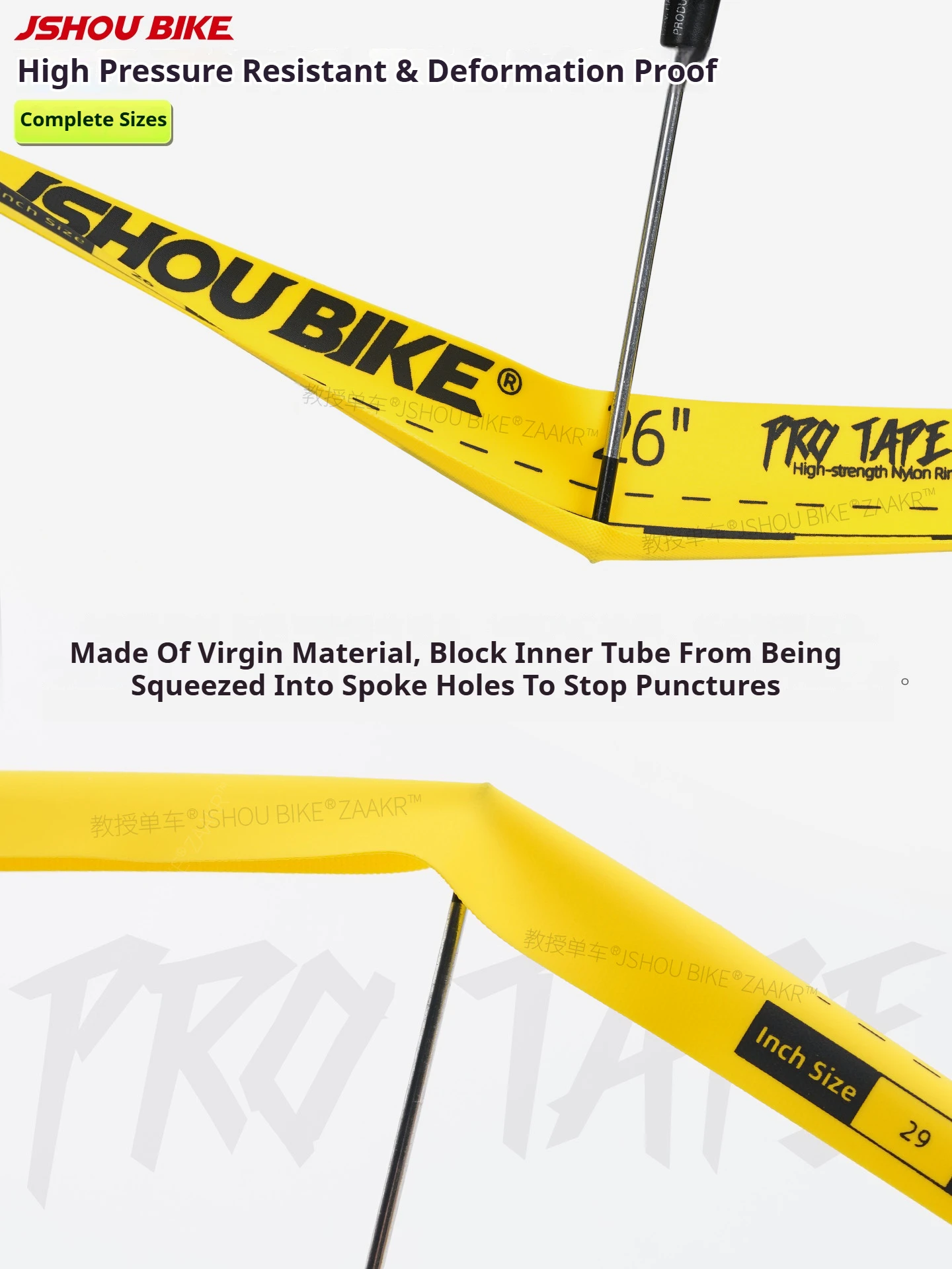 JSHOUBIKE High Strength High Density Nylon Bike Rim Tape 0.5mm Ultra Thin 125PSI Anti Puncture Burst