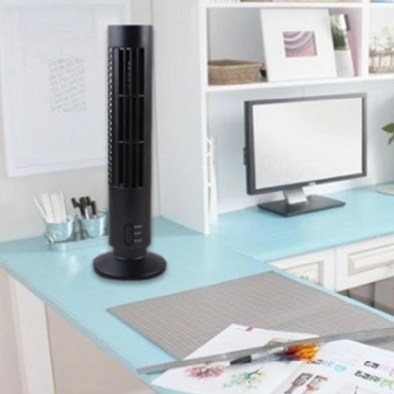 Tower-shaped USB Electric Fan Mini Leafless Small Fan USB Office Desktop Tower Fan Summer Fashion Novel Gift