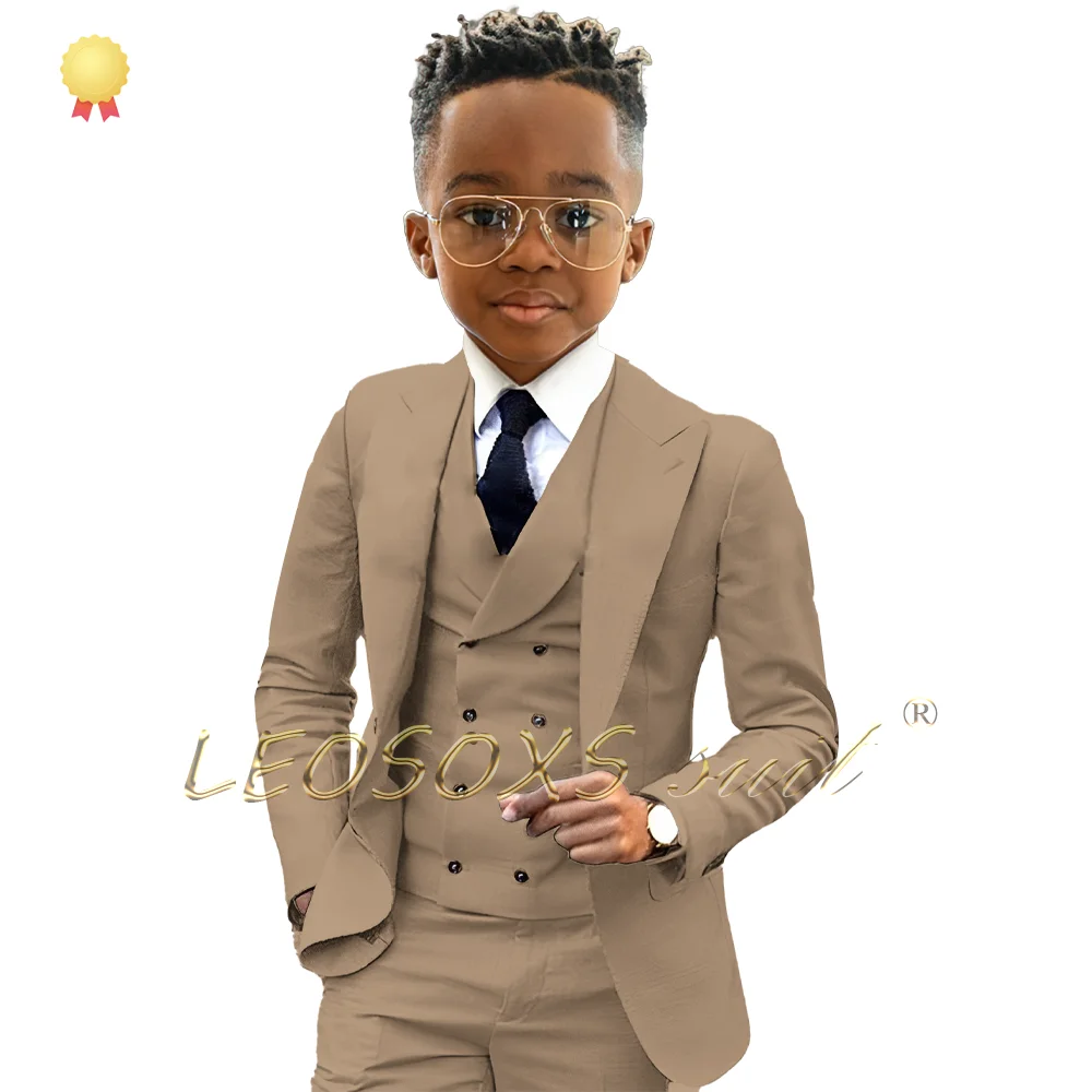 

Детский костюм-комплект из 3 предметов (куртка + жилет + брюки), формальный свадебный костюм на заказ для мальчиков, смокинг для мальчиков от 3 до 16 лет.