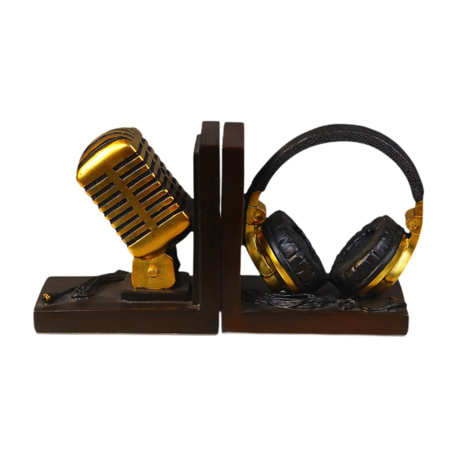 

Bookends Tabletop Unique Microphone Headset Shape for Desk Coffee Table