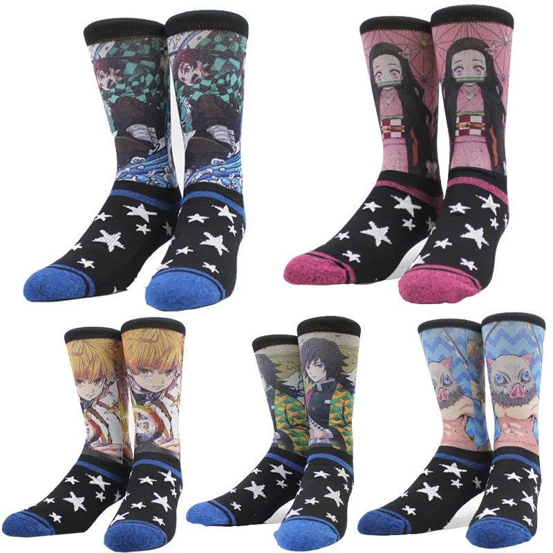 Demon Slayer Anime Socks Cartoon Cosplay donna uomo Zenitsu Tanjirou personalità calzini coppia calzini Hip Hop natale calzini regalo