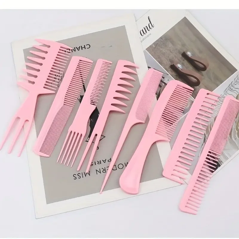 8-Piece Professional Hair Comb Set - High Quality Comb for All Hair Types and Style - Great for Barber Salon and Home Use, Travel Essentials