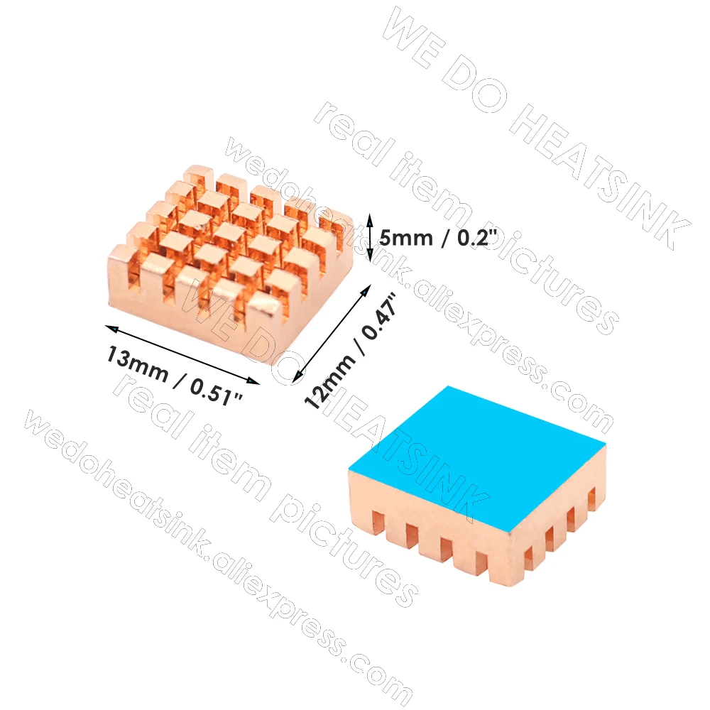 Copper 13x12x5mm Heatsink Radiator Cooler Heavy Vertical Mounting with Thermal Tape For VGA GPU Memory IC Chipset