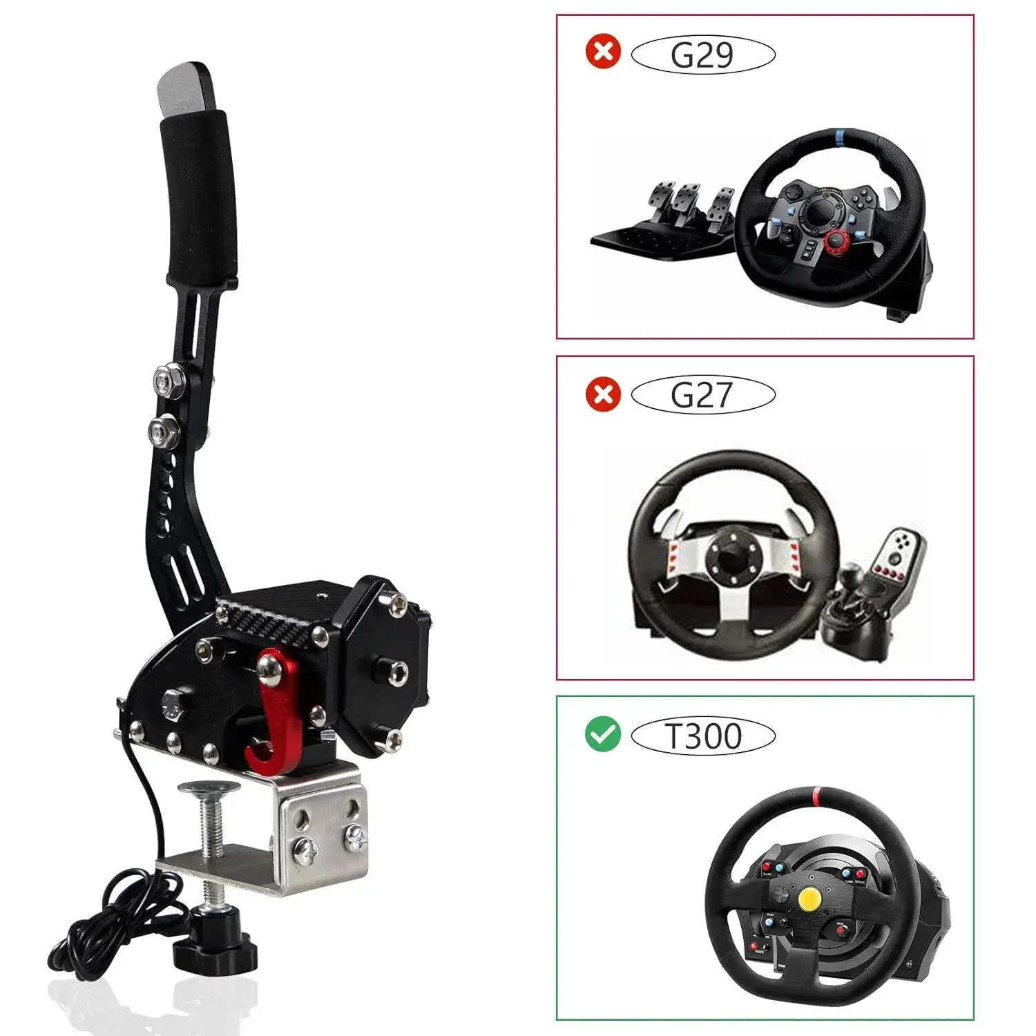3-in-1-USB-Handbremse für PS4, PS5, unterstützt nur Logitech T300 + PC, alle Rennspiele