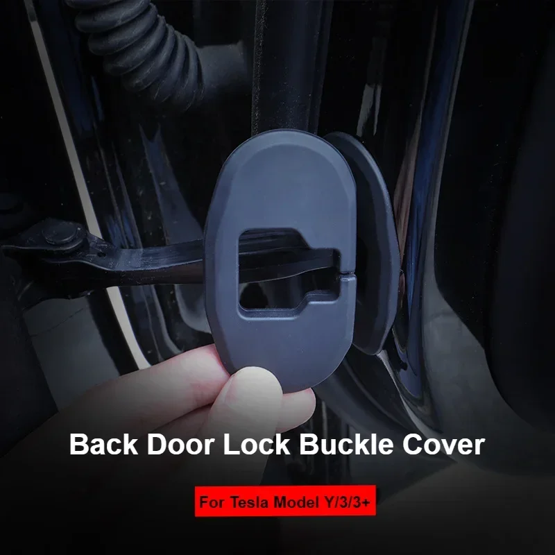 

2PCS Back Door Lock Buckle Silicone Protective Cover for Tesla Model Y/3/3+ Highland 2024 ABS Shock Pads Mat Car Accessories