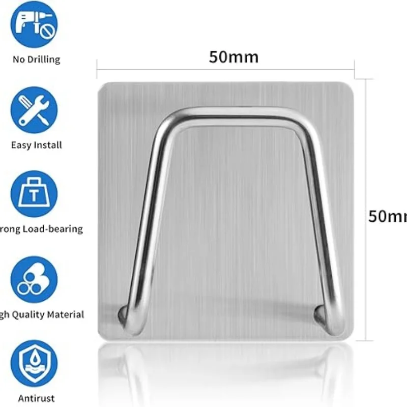 Adhesive Sponge Holder for Kitchen Sink, SUS304 Stainless Steel Scrubber Hanger Sink Caddy Accessories Storage Adhesive Mount