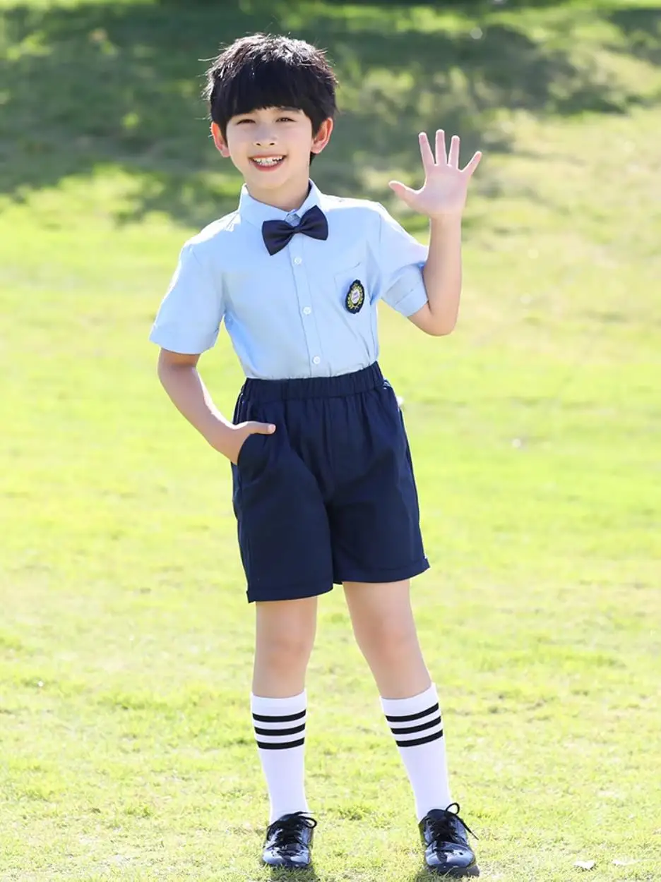 Children Boys Girls British style School Uniform For Kids Clothing Sets Teenager Girls Student Boys Sky Blue Choir Costumes