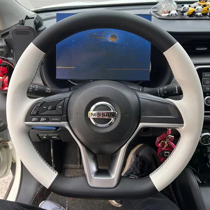 Leather Car Steering Wheel Cover for Nissan Sylphy‌ Qashqai 2020-2025 Kicks X-trail Note 2017-2021 Teana 2020 2022 Micra March