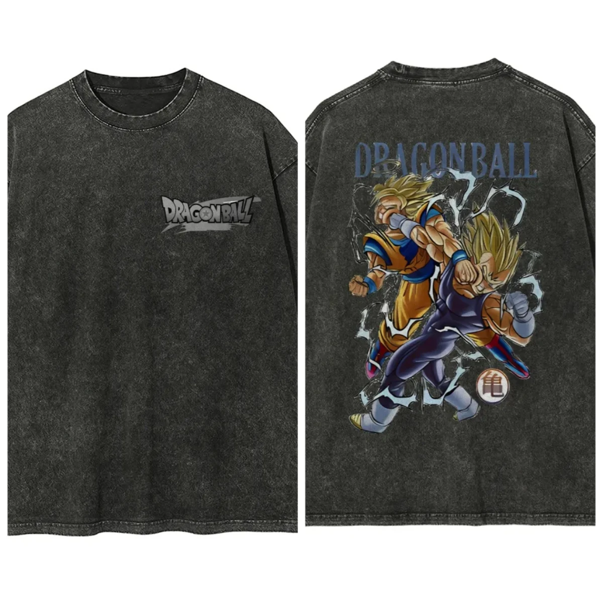 

2026 Summer Dragon Ball Vintage Washed 100_ Cotton Oversized T-Shirt Unisex Men Women Majin Vegeta Print Casual Retro Tee Top