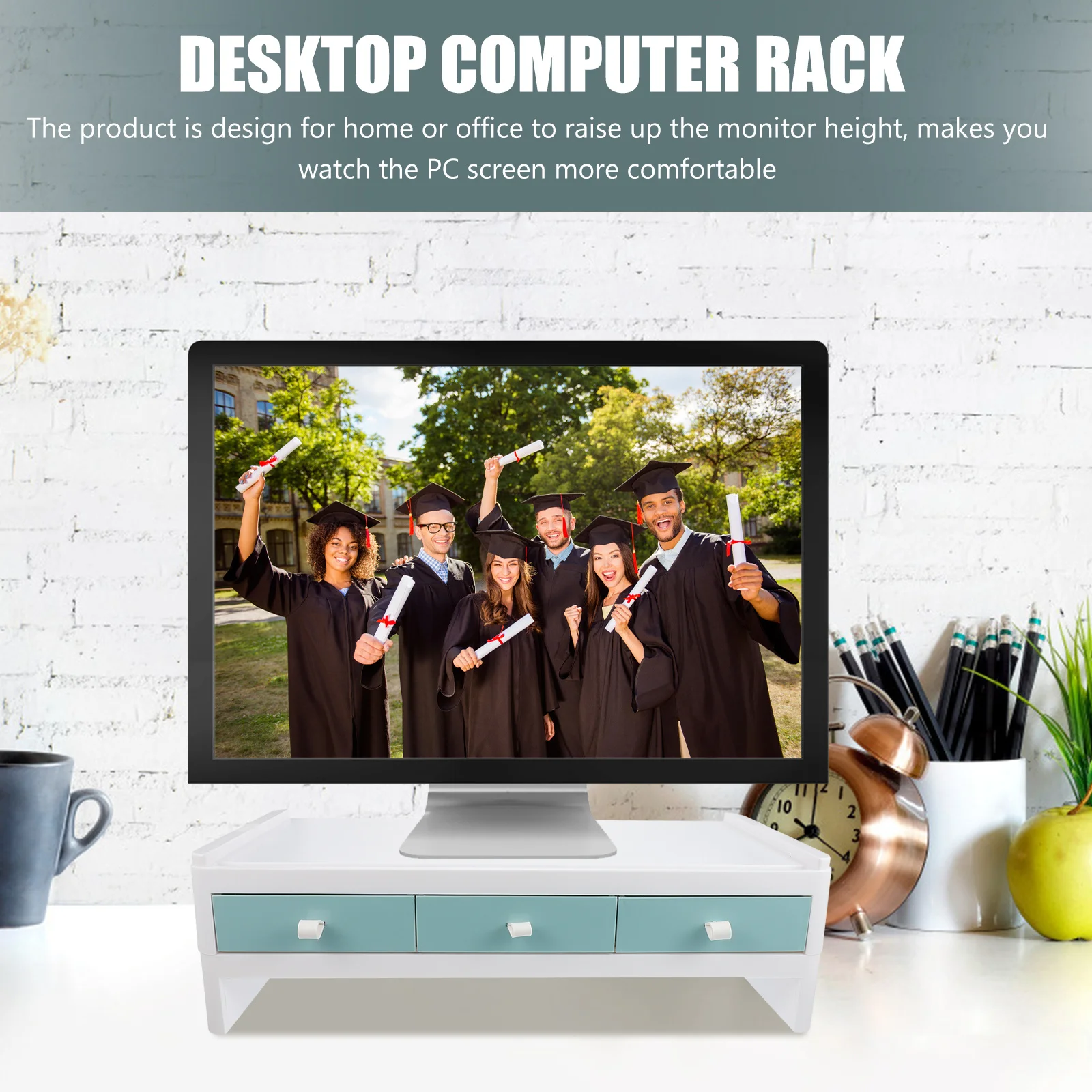 Supporto per monitor singolo Computer portatile Rack di rialzo per archiviazione Desktop in plastica verde Riser