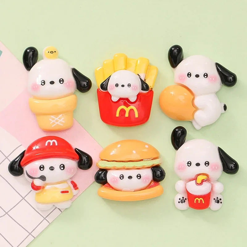 Cartoon White Dog French Fries Burger Diy Cream Glue Mobile Phone Case Hairpin Shoe Buckle Resin Jewelry Accessories Wholesale